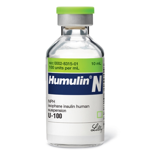 Humulin N 100 units per mL vial